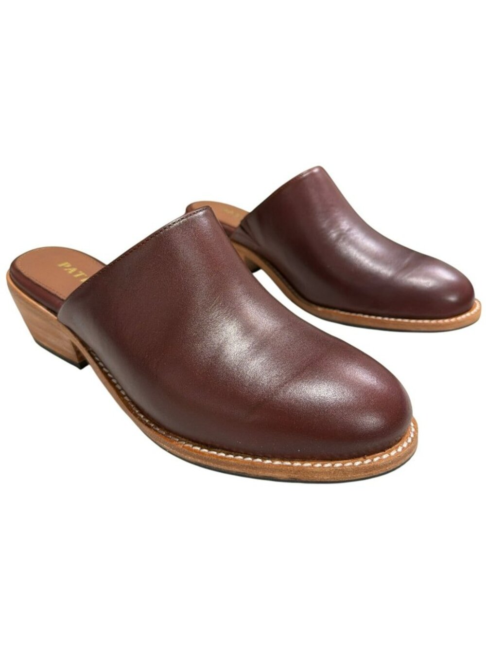 New Patina Womens Cognac Leather Closed-Toe Mules US 7.5 New